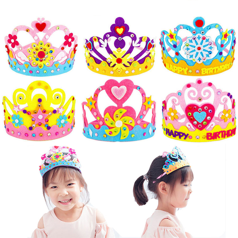 Art Craft For Toddlers - DIY หัตถกรรมของเล่นมงกุฎสร้างสรรค์กระดาษดอกไม้ดาวรูปแบบของเล่นสําหรับเด็กเด็กอนุบาล Art Party ตกแต่ง