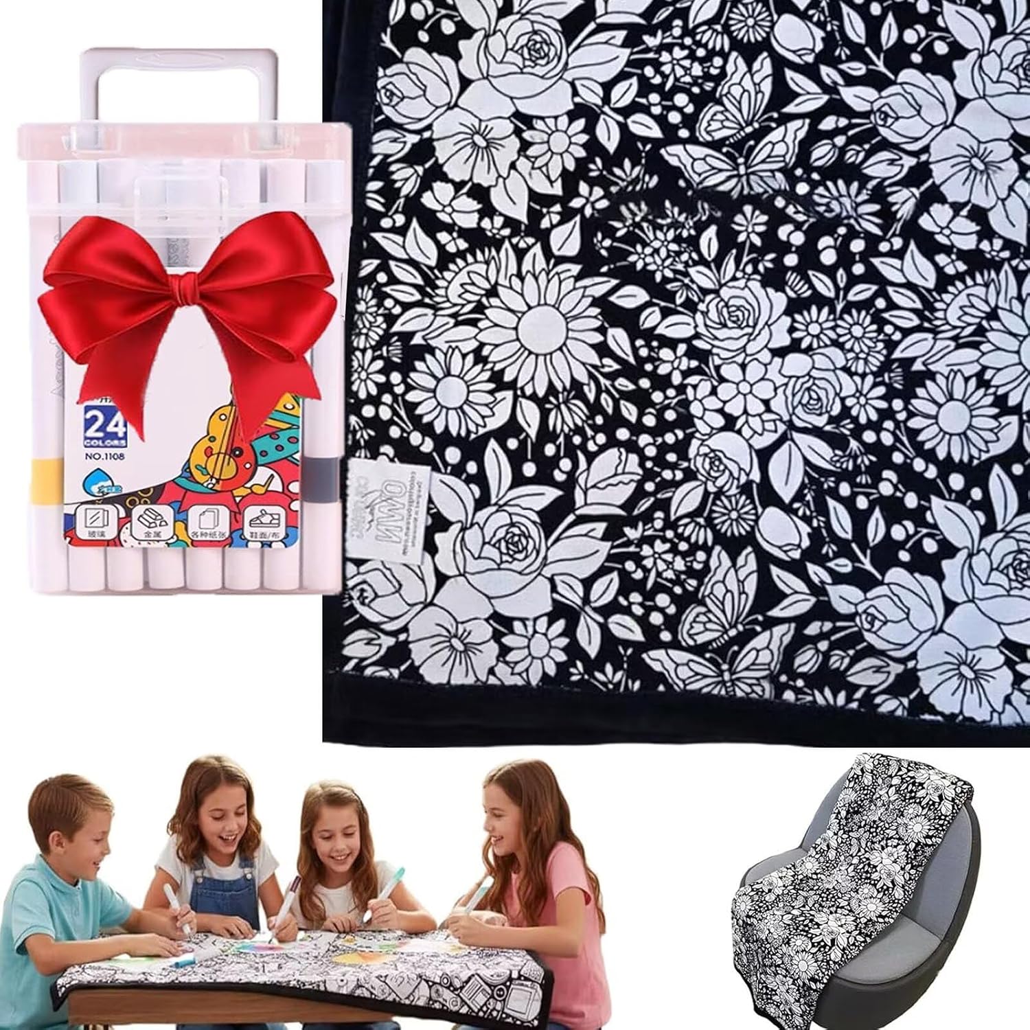 Art Craft Holiday - ระบายสีผ้าห่มของคุณเอง ผ้าห่มกำมะหยี่นุ่มล้างทำความสะอาดได้ โครงการศิลปะสร้างสรรค์สำหรับงานศิลปะ งานฝีมือ กิจกรรมวันหยุด และงานปาร์ตี้