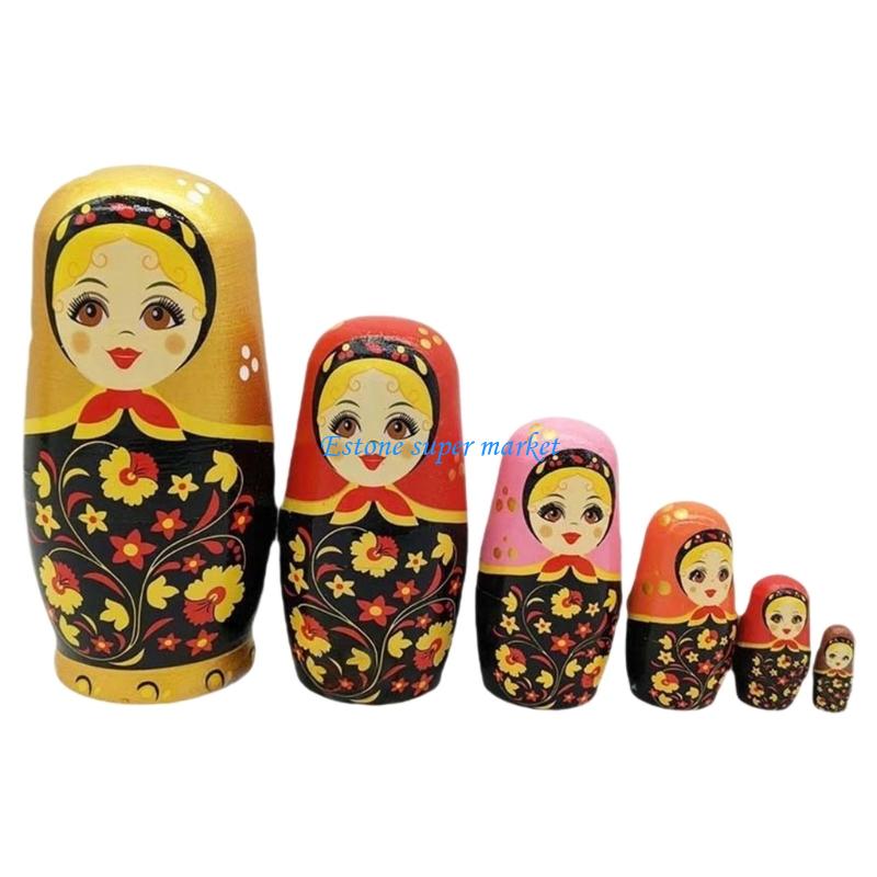 Art Craft Girl - 090B 6 ชั้นตุ๊กตาทำรังของรัสเซียไม้มือทาสีเด็กศิลปะพื้นบ้านแบบดั้งเดิมของเล่น
