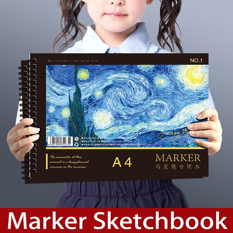Copic Marker Sketch - สมุดสเก็ตช์ภาพแบบม้วน A4 60 แผ่น, กระดาษวาดภาพหนาเป็นมิตรกับสิ่งแวดล้อม, แผ่นวาดภาพสำหรับมาร์กเกอร์,