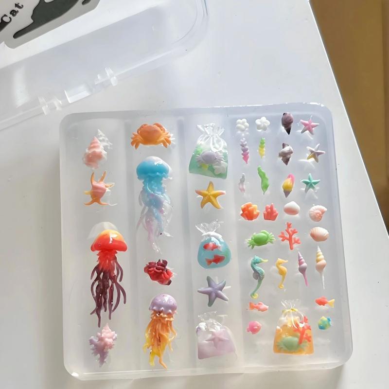 Art Craft Jellyfish - แม่พิมพ์ทำเล็บสำหรับงานศิลปะบนเล็บ; แม่พิมพ์ตกแต่งเล็บซิลิโคน DIY ซีรีส์มหาสมุทร 3 มิติ