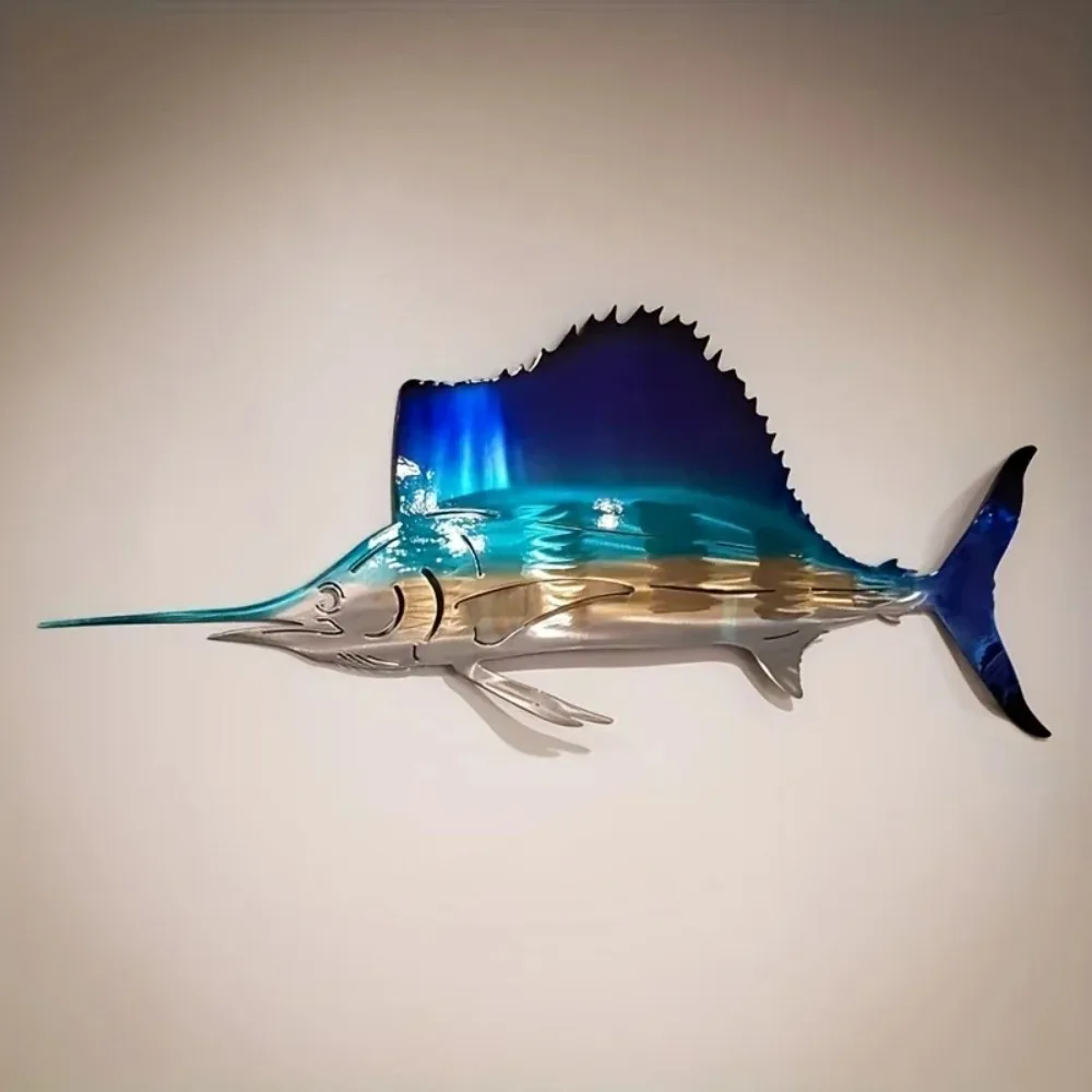 Art Craft Jellyfish - CIFBUY ศิลปะติดผนังโลหะ รูปปลาดาบ แมงกะพรุน เต่า ประติมากรรมเหล็ก