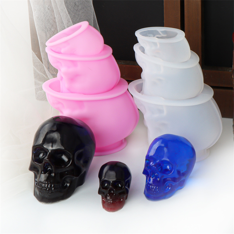 Art Craft Holiday - สีขาวและสีชมพู Skull เทียนแม่พิมพ์ DIY อีพ็อกซี่ Skull