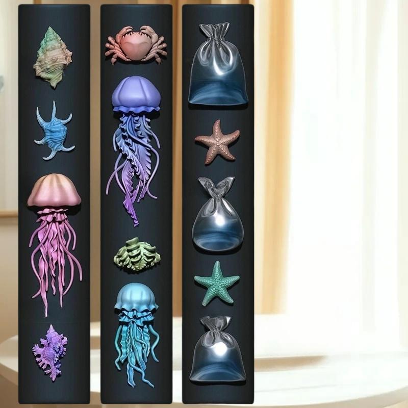 Art Craft Jellyfish - ทำเล็บลายเปลือกหอย ปลาดาว และแมงกะพรุนด้วยตัวเองด้วยแม่พิมพ์ซิลิโคนใส; งานฝีมือทำเล็บ แม่พิมพ์ลายมหาสมุทร 3