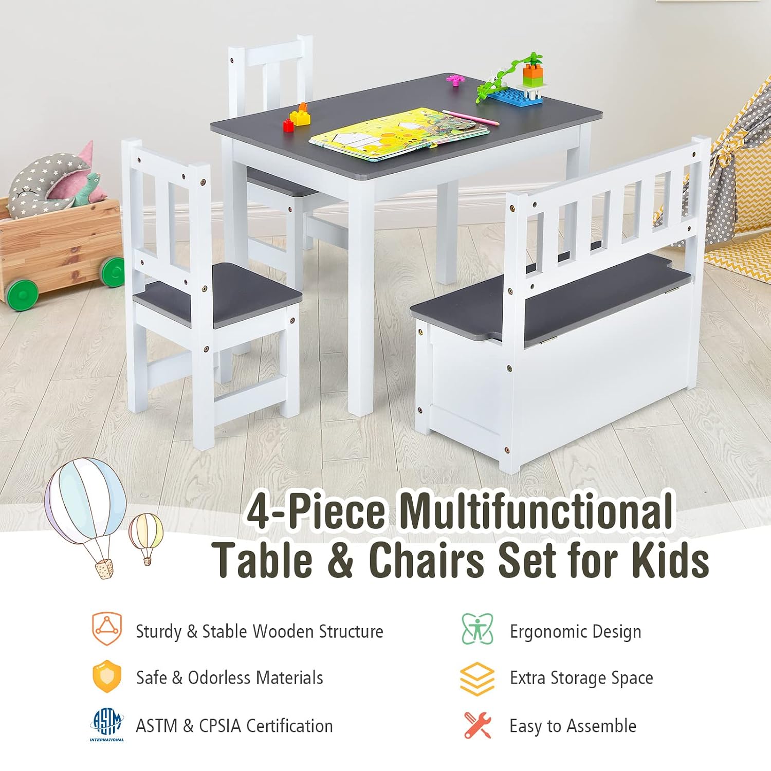 ชุดโต๊ะและเก้าอี้ไม้สำหรับเด็ก - Art Craft For Toddlers บทวิจารณ์และราคา